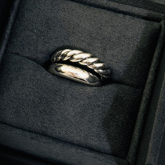 DAVID YURMAN Pure Form Sterling Silver Stackable Ring Set Sz 6 - Picture 2 of 16